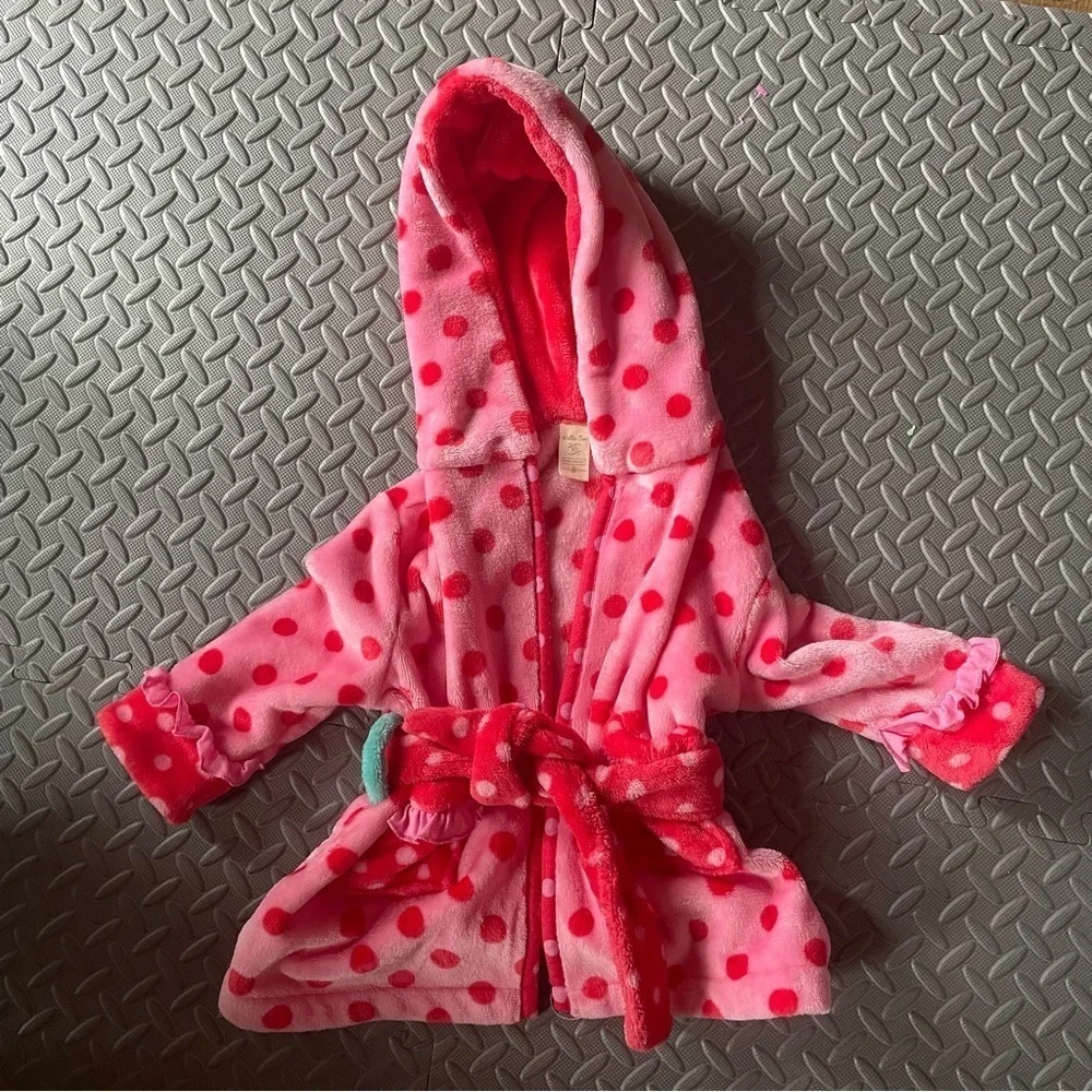 Matilda Jane Wonderment All Clean Fluffy Pink Polka Dot Bath Robe